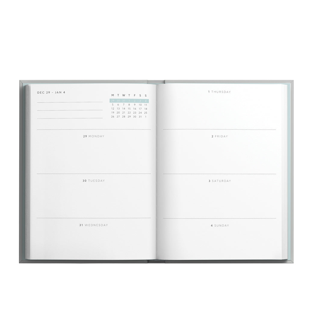 2026 Scalloped Marble A6 Linen Diary