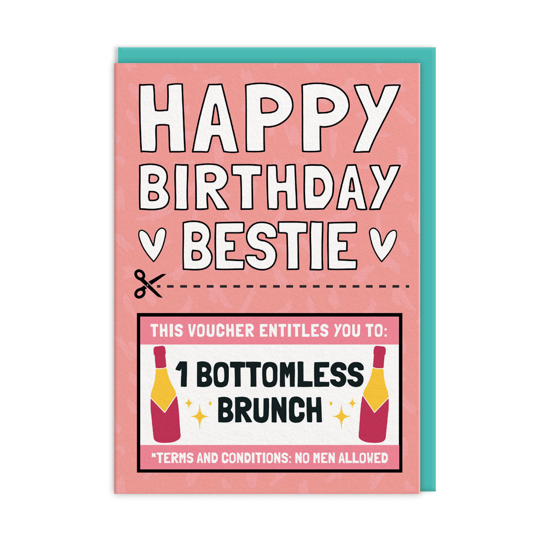Bottomless Brunch Voucher Bestie Birthday Card 🥂 | Ohh Deer