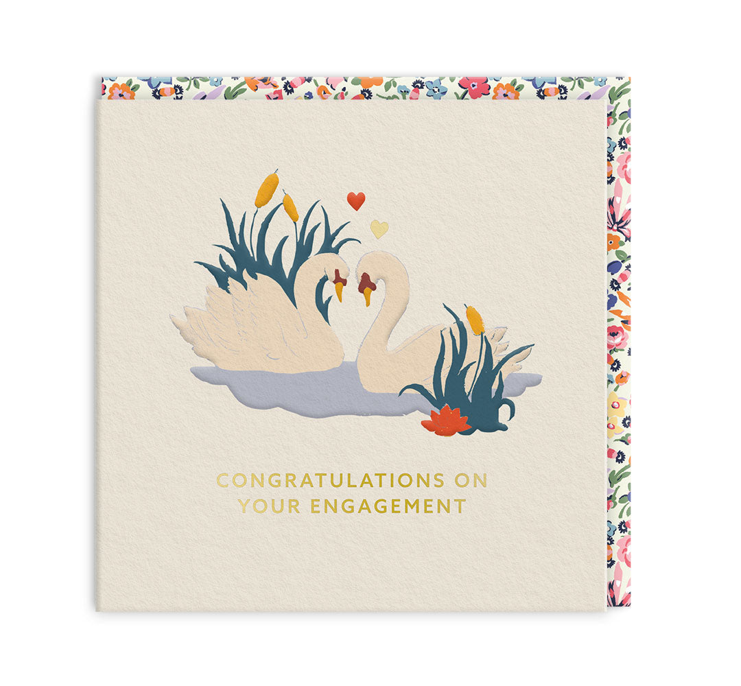 Engagement Swans Mini Square Greeting Card