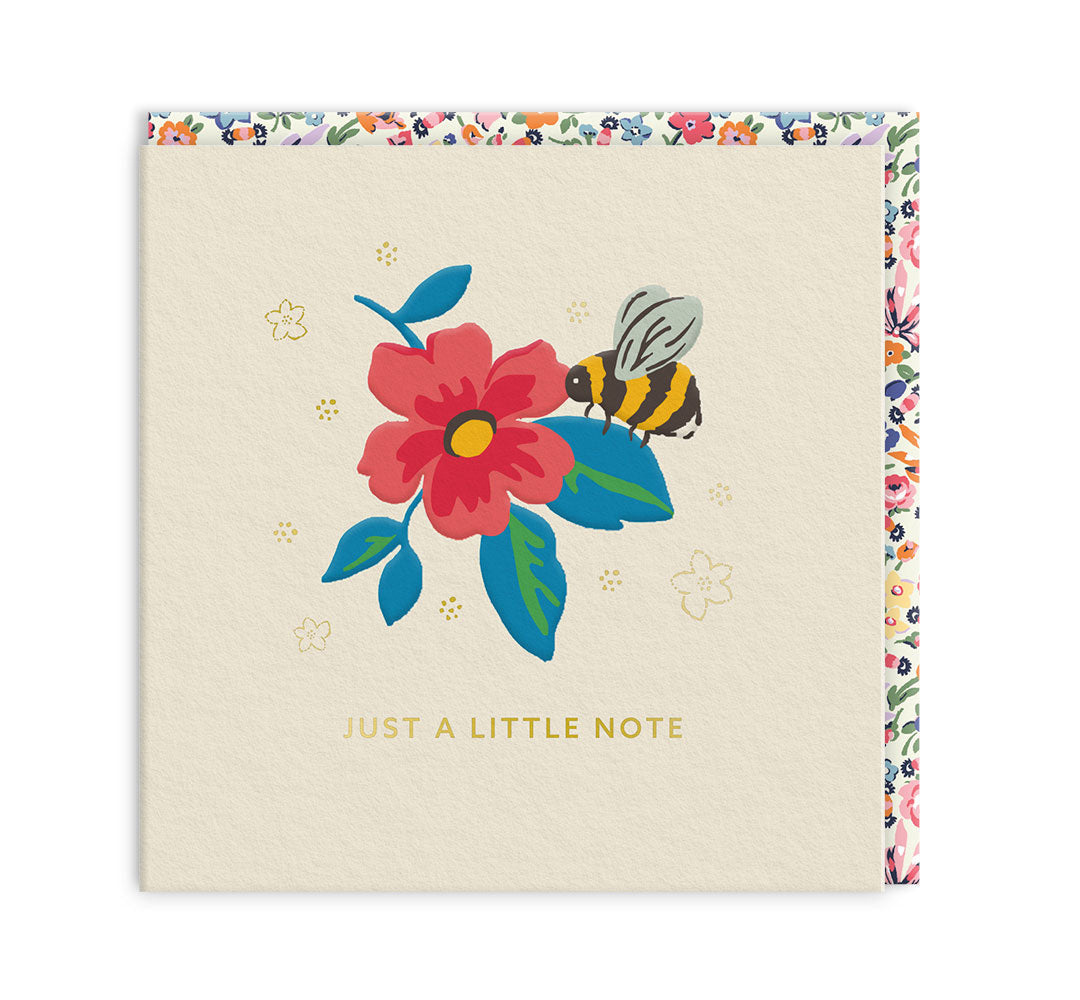 Just A Little Note - Bee & Flower Mini Square Greeting Card