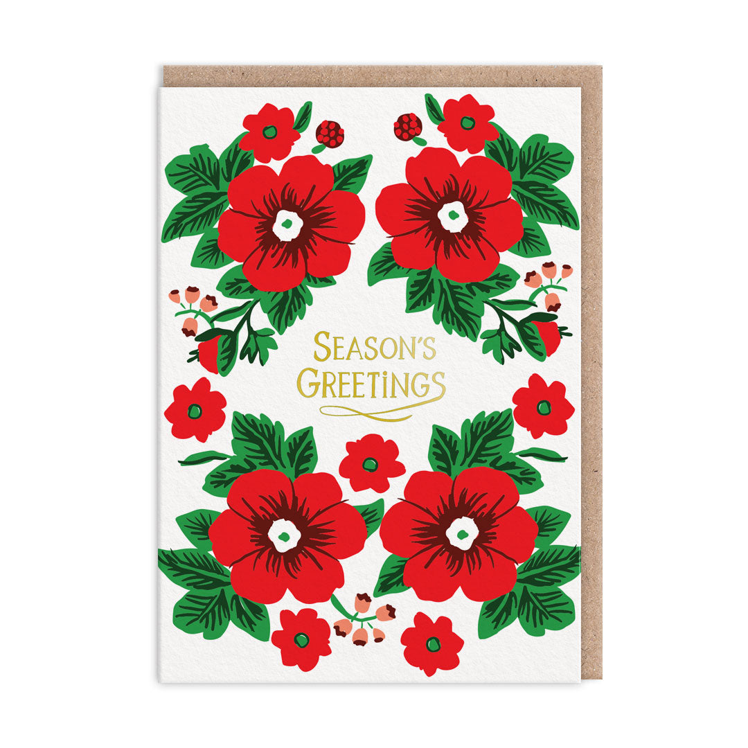 Festive Flowers Pattern Greeting Card