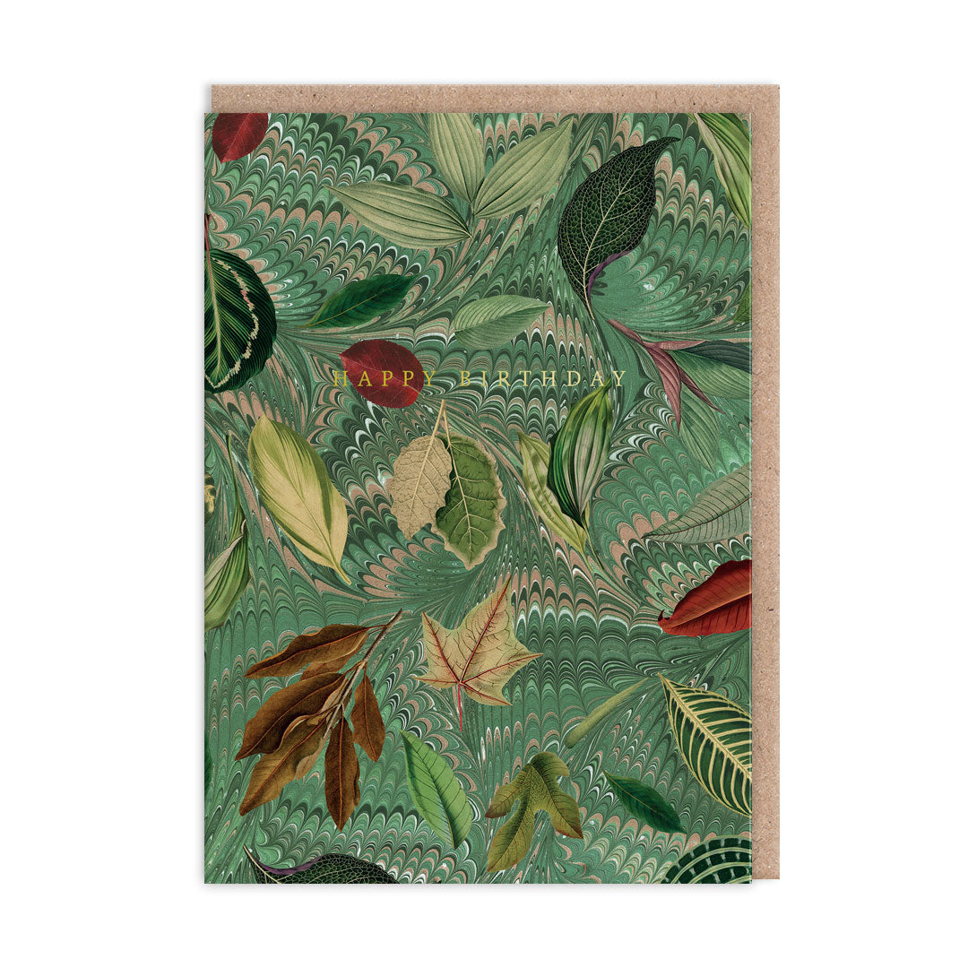 Marble Leaves Birthday Card