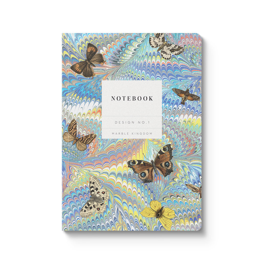 Kaleido Marble Butterfly Blue A5 Paperback Notebook