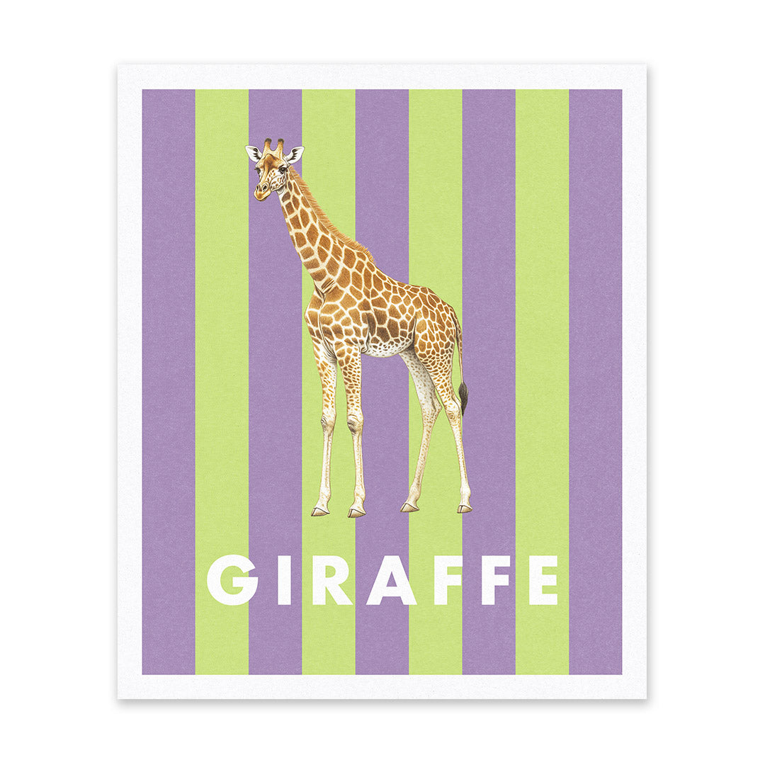 Striped Giraffe Riso Print (12x10)