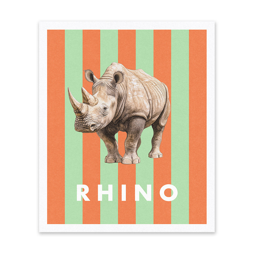 Striped Rhino Riso Print (12x10)