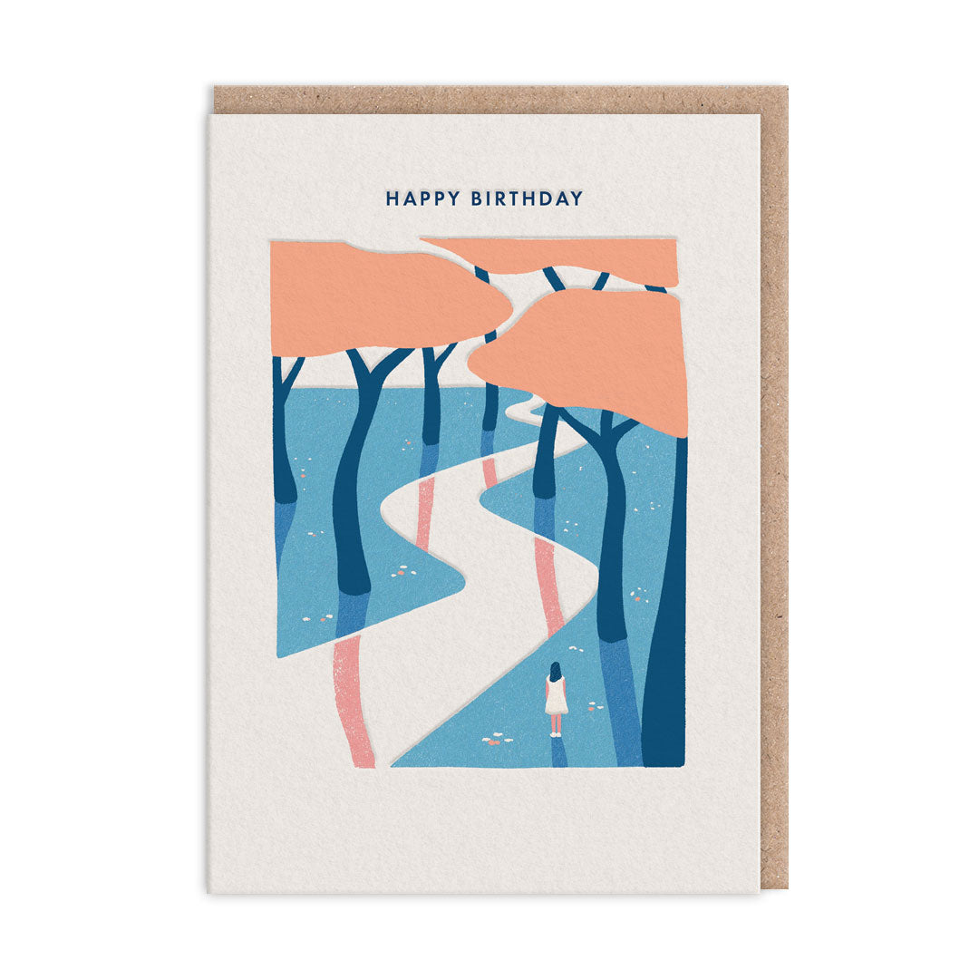 Blossom Trees Happy Birthday Card