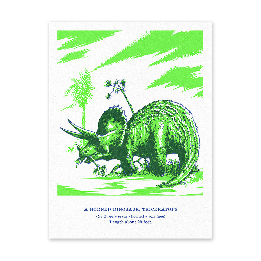 Triceratops Riso Print (8x6)