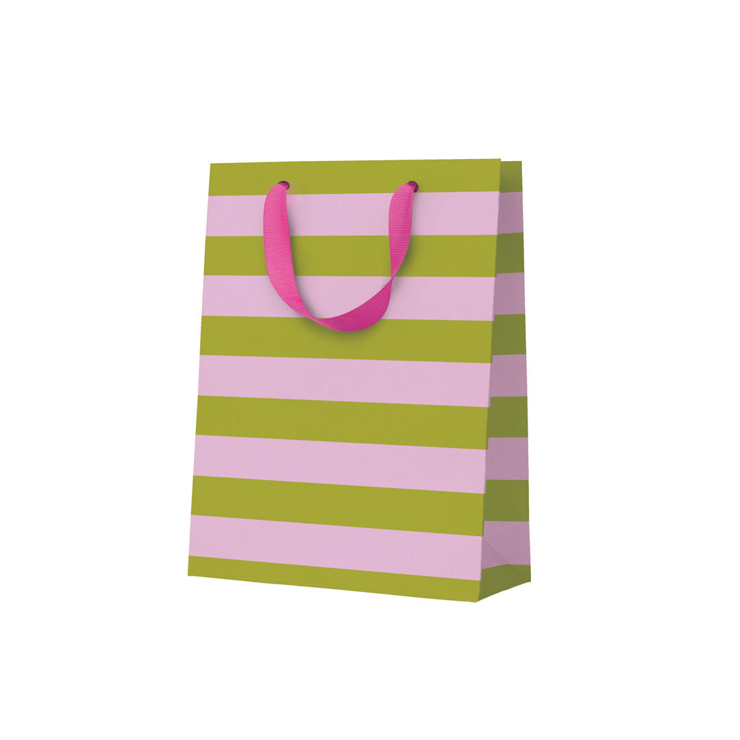 Green And Pink Stripe Small Gift Bag