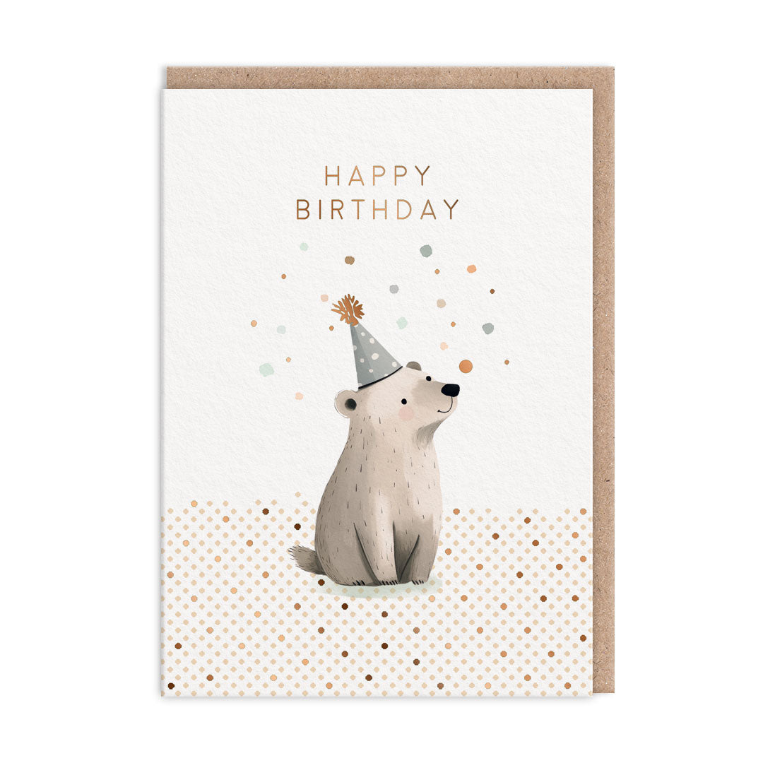 Bear Party Hat Greeting Card