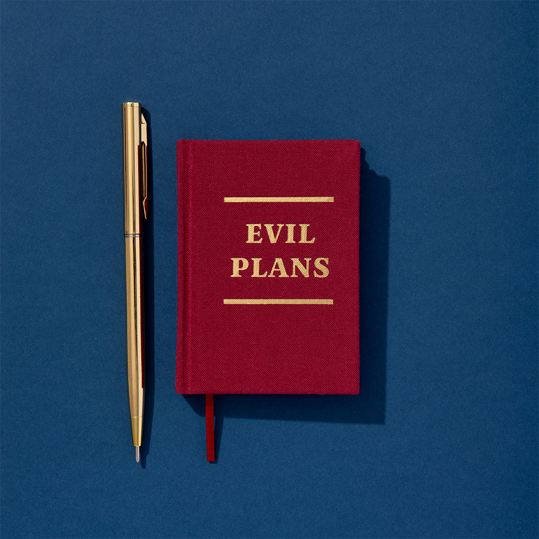 Evil Plans A7 Fabric Hardback Notebook
