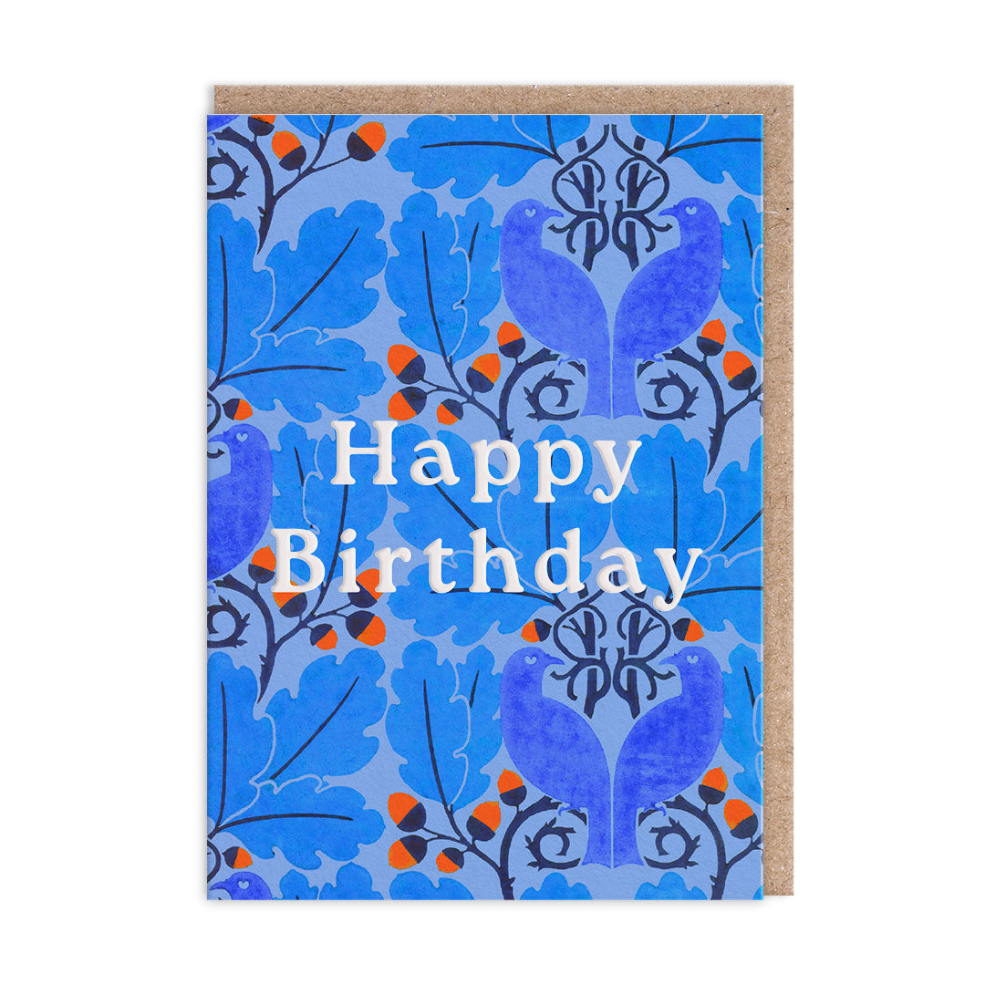 Neon Floral Blue Oak Greeting Card