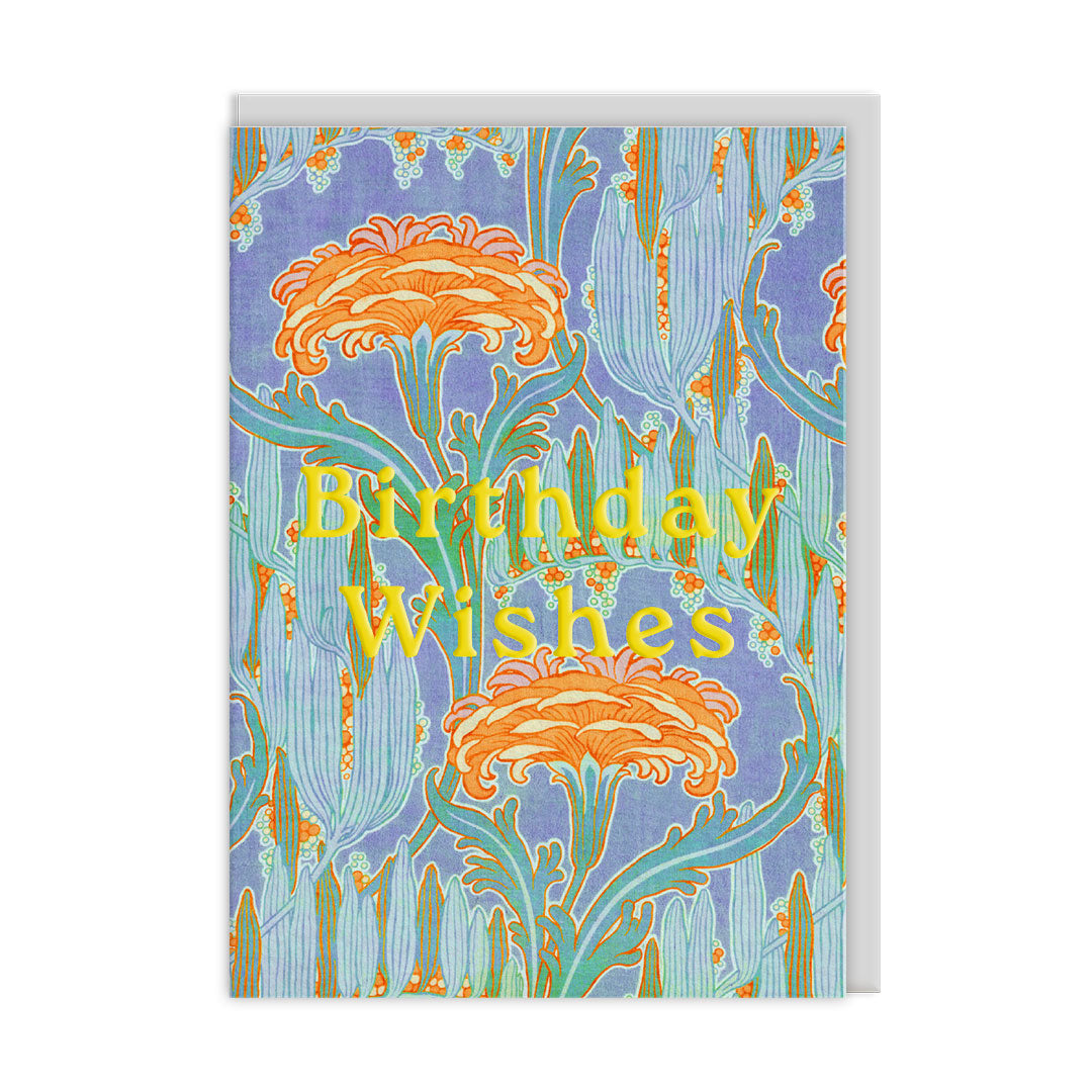 Neon Floral Orange Flower Greeting Card