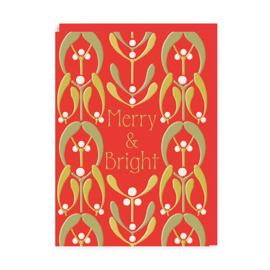 Merry & Bright Mistle Toe Greeting Card