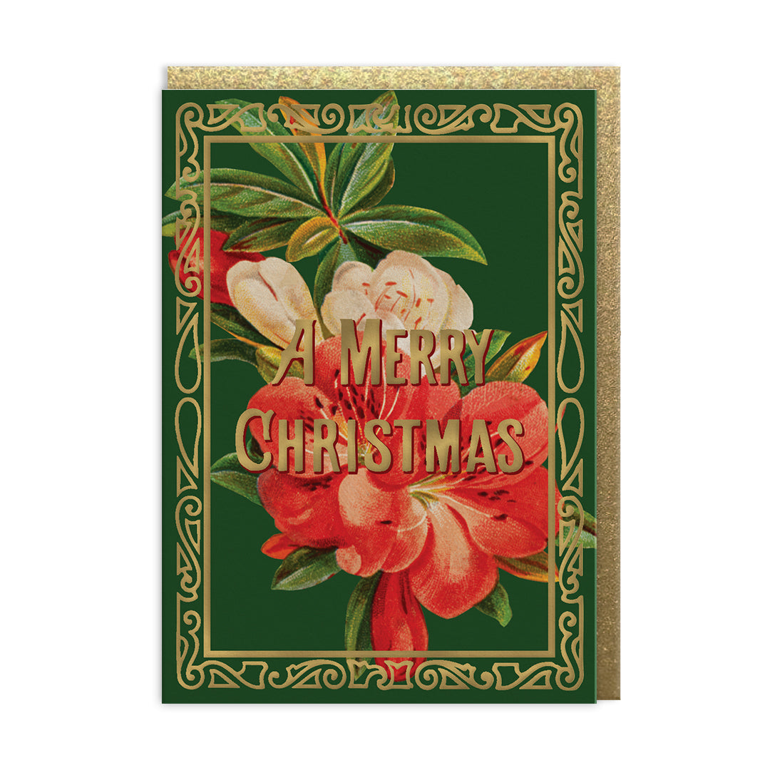 A Merry Christmas Flower Greeting Card