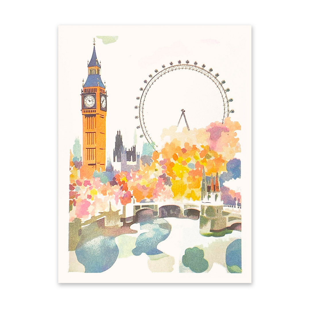 Big Ben & London Eye Riso Print (8x6)