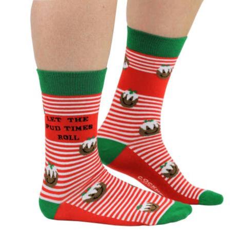 Let Pud Times Roll Christmas Socks