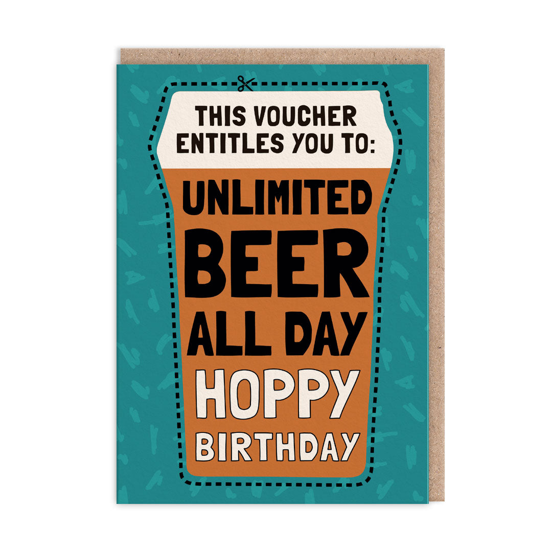 Unlimited Beer Voucher Birthday Card