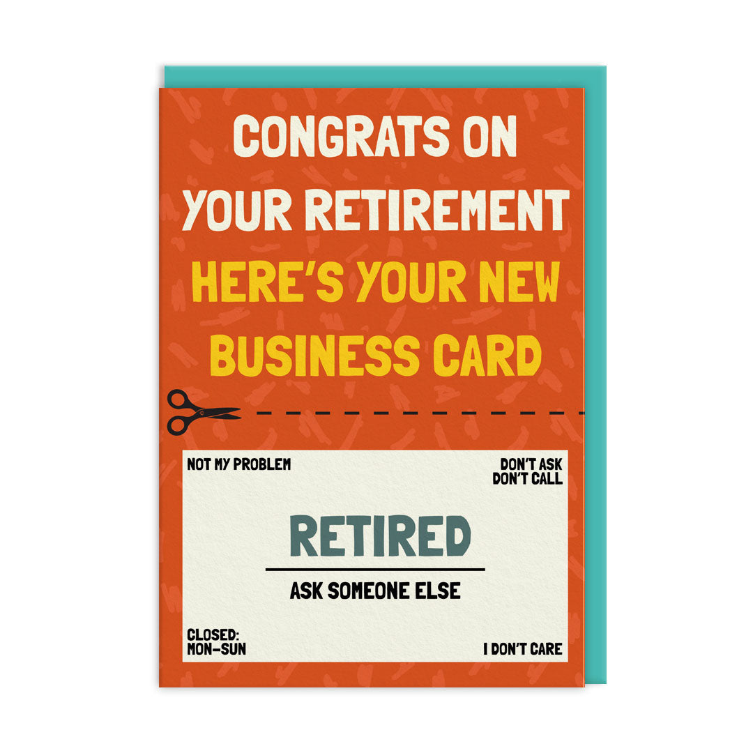 Novelty Retirement Card featuring a business card for a retired person.