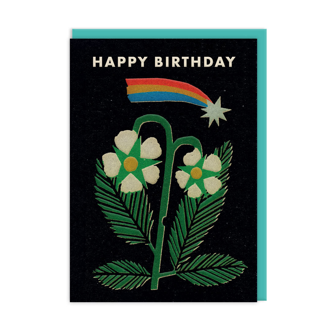 Flowers Rainbow Happy Birthday Card