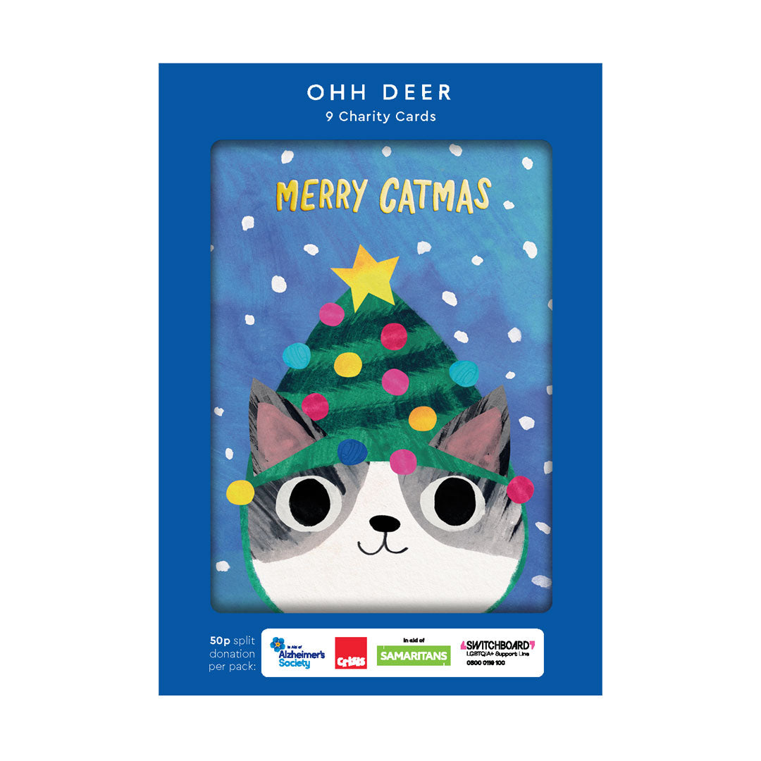 Planet Cat x3 Charity Christmas Cards (Pack of 9)