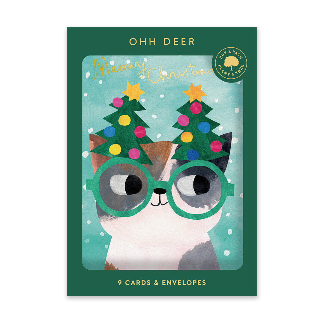 Pack of 9 Christmas Cards - Cats In Hats