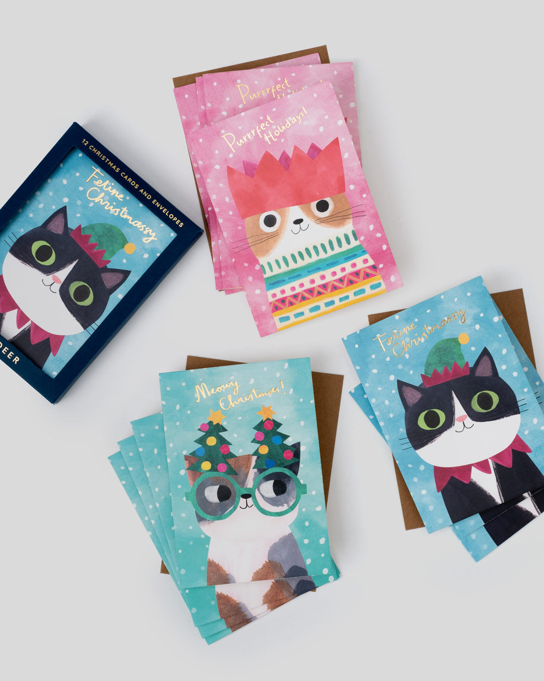 Cats in Hats Christmas Card Pack of 12