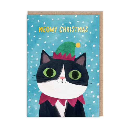 Elf Hat Kitty Greeting Card
