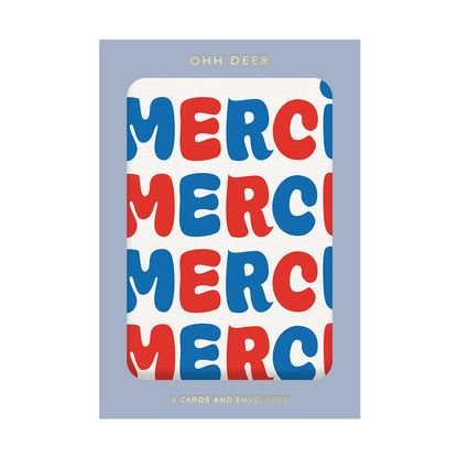 Thank You Merci Merci Greeting Cards (Pack of 6)