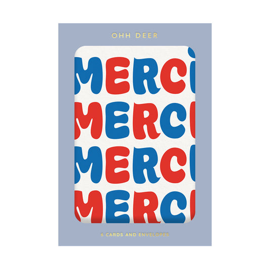 Thank You Merci Merci Greeting Cards (Pack of 6)