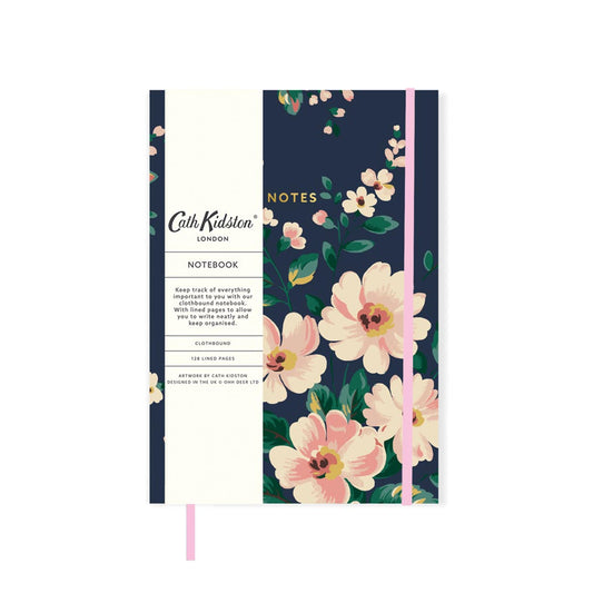 Autumn Navy Floral Clothbound Notebook A5