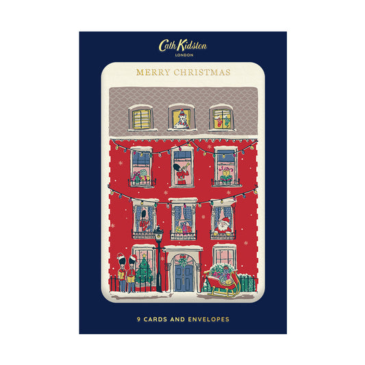 Merry Christmas House Pack of 9 Cards