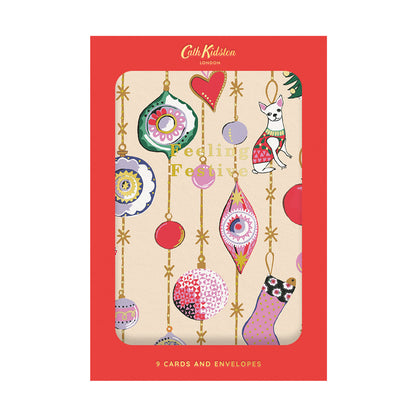 Pack of 9 Cath Kidston Christmas Cards - Festive Patterns
