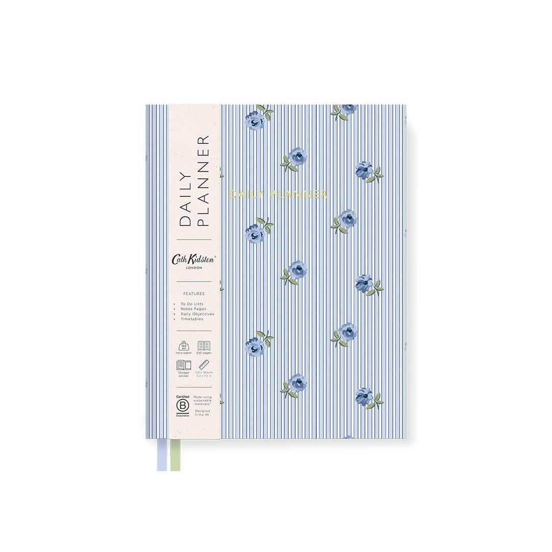 Blue Stripe Floral B6 Fabric Daily Planner