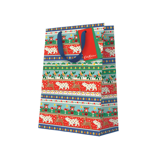Festive Animal Stripe Large Gift Bag