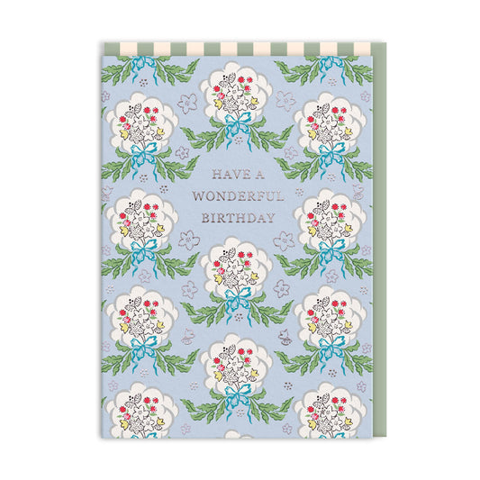 Blue Posy Wonderful Birthday Card