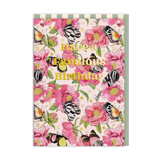 Butterflies And Peonies Fabulous Birthday Card