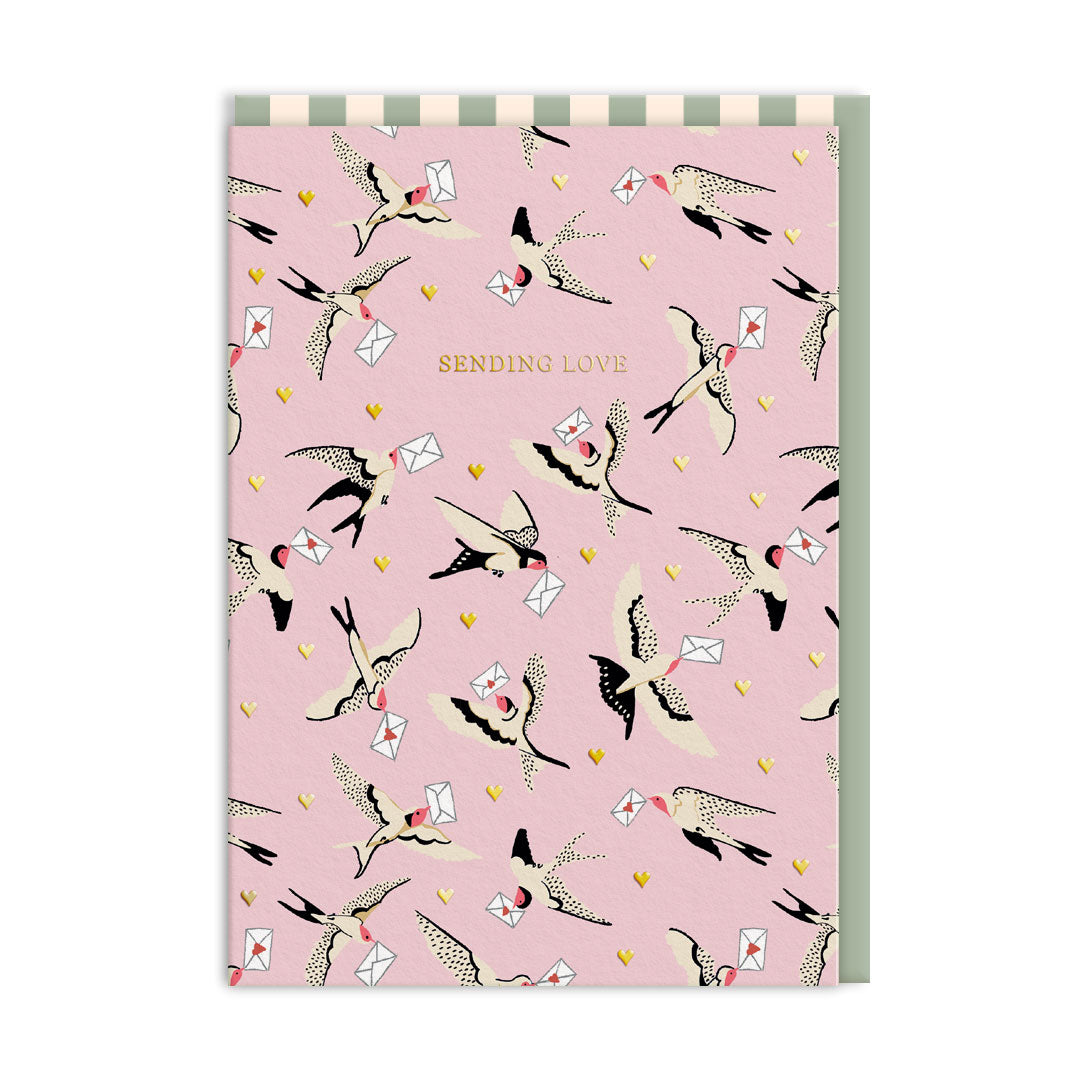 Swallows Sending Love Greeting Card