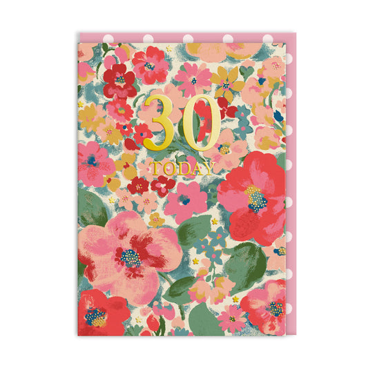 30 Painterly Floral Birthday Card