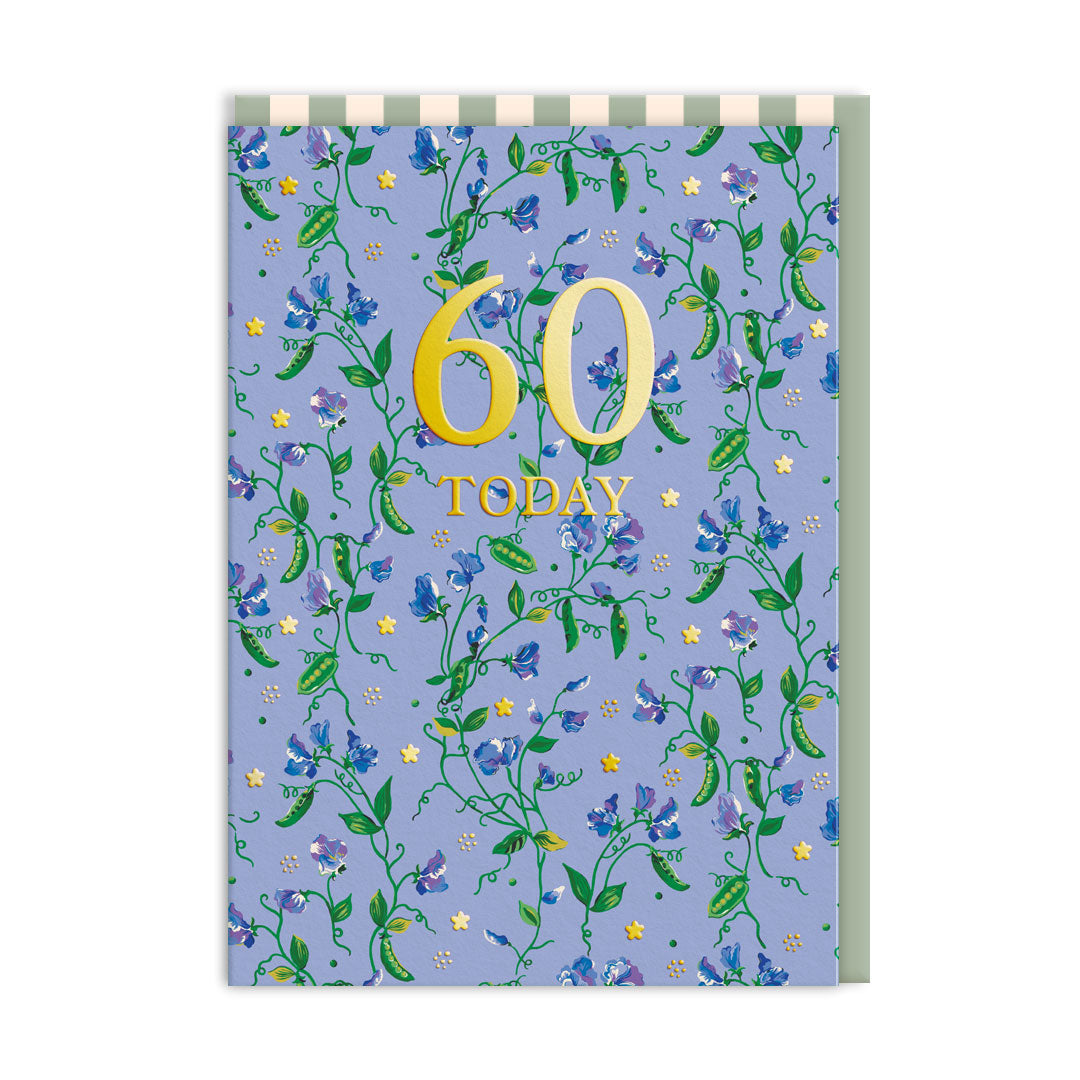 60 Sweet Peas  Birthday Card