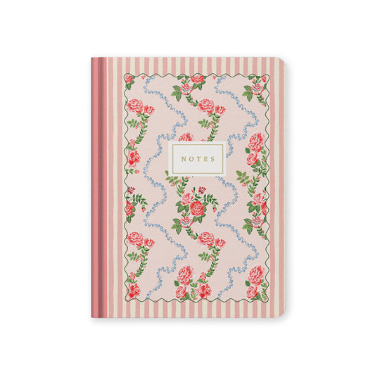 Rose Flutter Stripe Premium Hardback Notebook (B6)