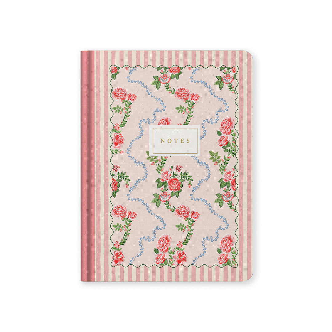 Rose Flutter Stripe B6 Hardback Notebook