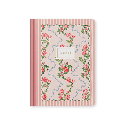 Rose Flutter Stripe B6 Hardback Notebook