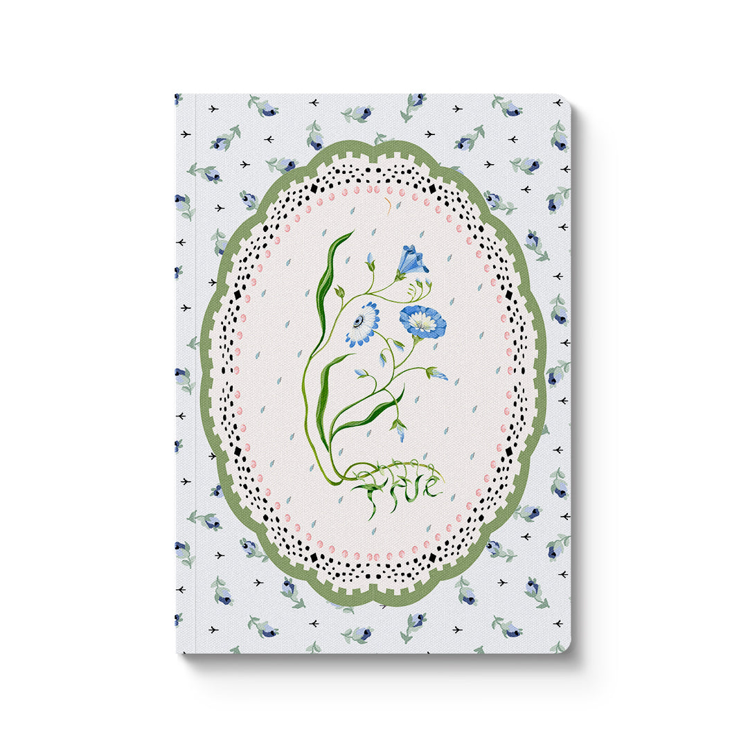 Blue & Cream Roots Vignette A5 Premium Paperback Notebook