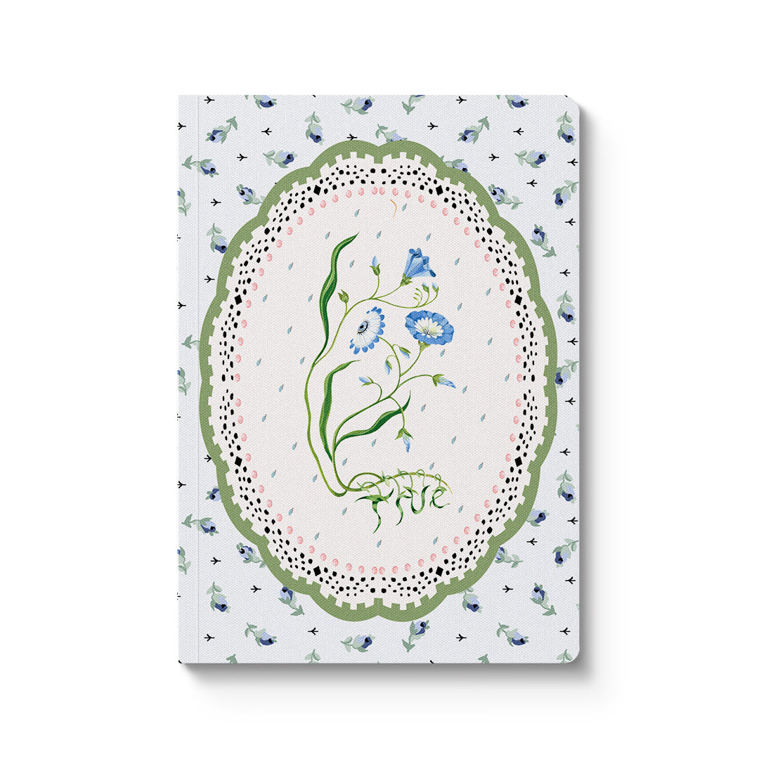 Blue & Cream Roots Vignette A6 Premium Paperback Notebook