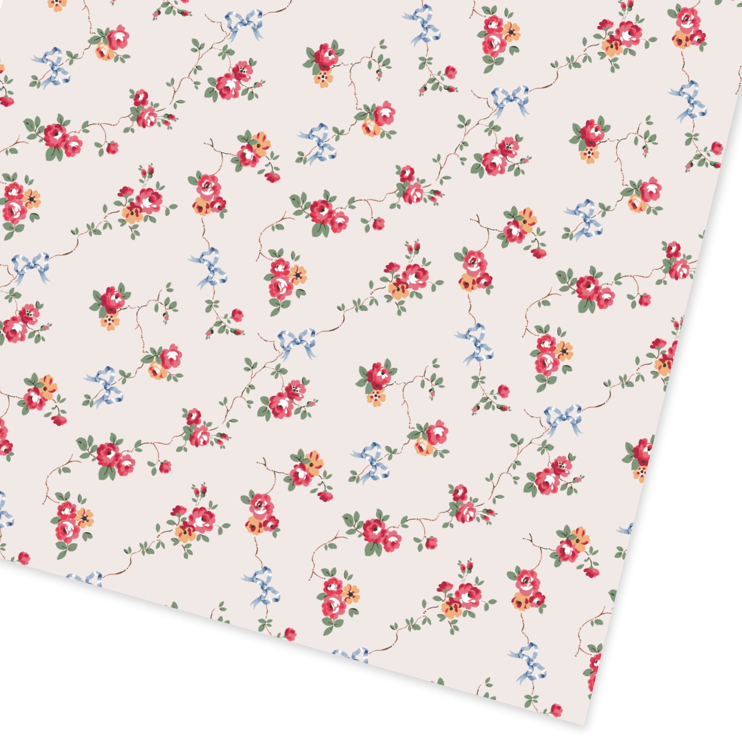 Rose and Bows Roll Wrap 3m Roll