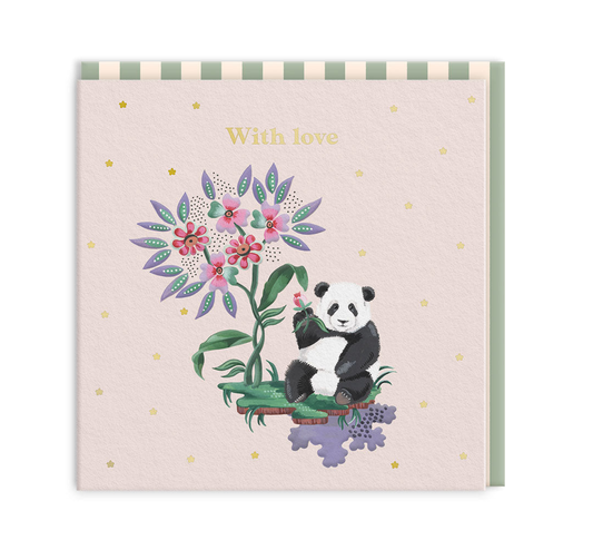With Love Panda Mini Square Greeting Card