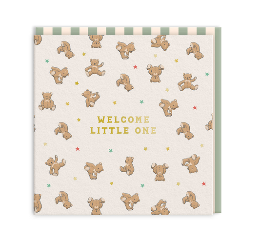 New Baby Bear Mini Square Greeting Card