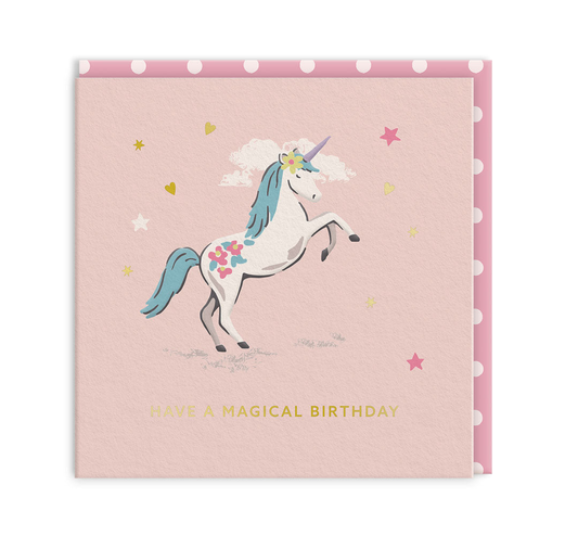 Unicorn Birthday Mini Square Greeting Card