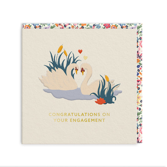 Engagement Swans Mini Square Greeting Card