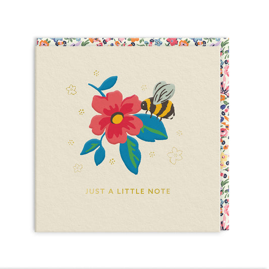 Just A Little Note - Bee & Flower Mini Square Greeting Card
